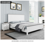 【A.SG】美式双人床1.8米全实木地中海1.5m单人简约现代高箱储物白色婚床