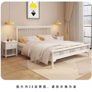 【A.SG】床实木白色床主卧1.8米双人床现代简约1.5米单人床经济木床橡木床