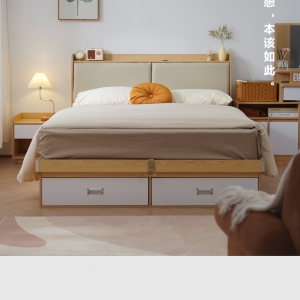 【A.SG】双人床1.8米现代简约多功能主卧经济型1.5奶油系储物高箱婚床