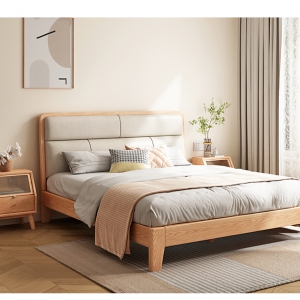 【A.SG】北欧红橡木实木床主卧1.5米1.8床软包双人床家用现代简约婚床