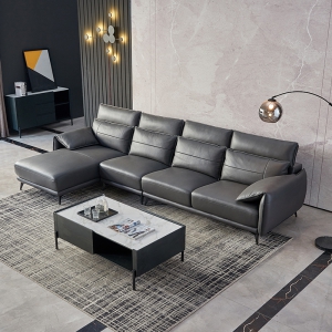 预售-意式极简真皮沙发简约现代大小户型客厅转角头层牛皮组合