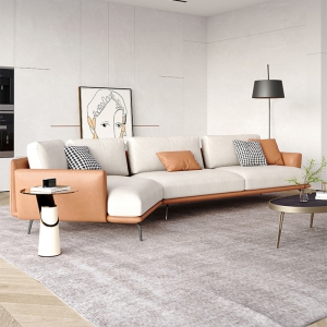 预售-北欧布艺沙发羽绒异形转角科技布沙发皮沙发简约现代意式