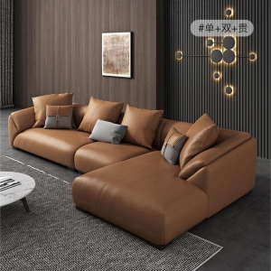 预售-轻奢真皮沙发组合客厅大小户型家具三四人位北欧风美式羽绒沙发