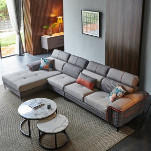 预售-北欧科技布沙发轻奢小户型客厅整装组合简约现代转角免洗布艺沙发三人位+贵妃位