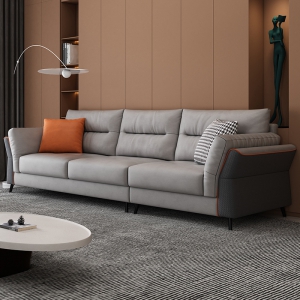 预售-科技布沙发客厅现代简约乳胶羽绒北欧轻奢意式极简免洗软布艺沙发四人位