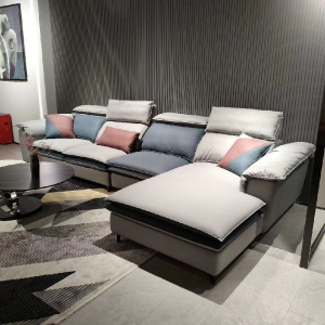 预售-意式极简科技布沙发组合客厅转角大小户型现代简约北欧乳胶沙发三人位+贵妃位