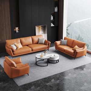 预售-现代简约轻奢皮艺沙发客厅硅胶皮北欧组合家用大小户型意式客厅3+2+1