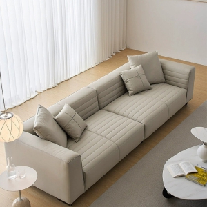 预售-意式极简真皮沙发大户型直排组合现代简约客厅奢华别墅罗杰沙发四人位