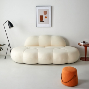 预售-意式侘寂风简约北欧沙发设计师创意云朵泰迪绒小户型客厅布艺沙发