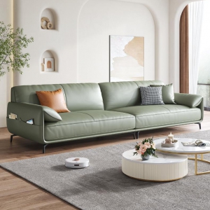 预售-真皮沙发简约现代意式简易小户型双人客厅办公室组合牛皮沙发