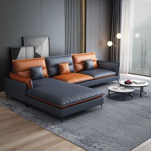 预售-现代简约科技布沙发客厅家用小户型意式极简直排艺术拼色组合沙发三人位+贵妃位