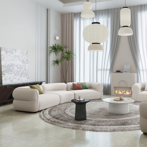 预售-奶油风波波球沙发小户型客厅设计师网红弧形转角3.75米