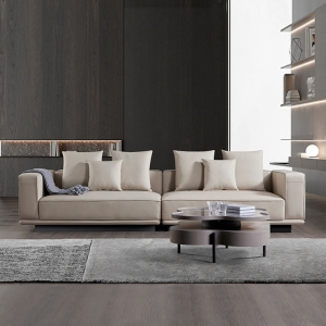 预售-意式地平线沙发客厅现代大小户型直排真皮沙发