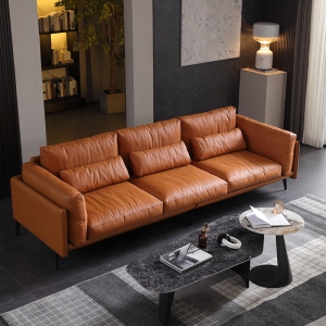 预售-沙发小户型极简现代简约整装客厅北欧直排意式头层牛皮沙发
