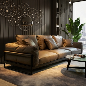 预售-意式极简沙发轻奢头层牛皮羽绒沙发小户型现代客厅转角皮沙发