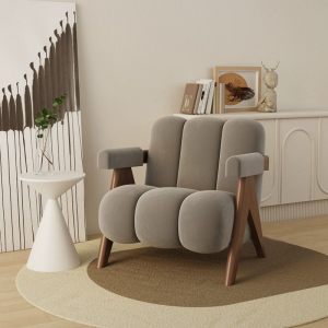 预售-侘寂风客厅单人沙发椅子设计师卧室沙发椅日式奶油风阳台休闲椅