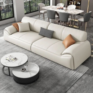 预售-皮艺沙发现代简约客厅大小户型三人位纳帕真皮直排沙发组合