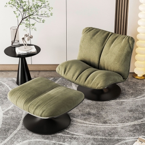 预售-麂皮绒单人休闲椅客厅卧室设计师极简旋转椅现代轻奢懒人沙发椅子