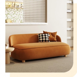 预售-现代奶油风小户型布艺沙发简约轻奢直排懒人沙发家用客厅极简沙发双人位