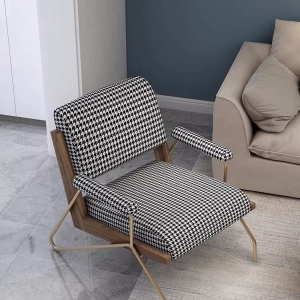预售-现代简约千鸟格轻奢客厅懒人单人沙发椅休闲设计师椅子